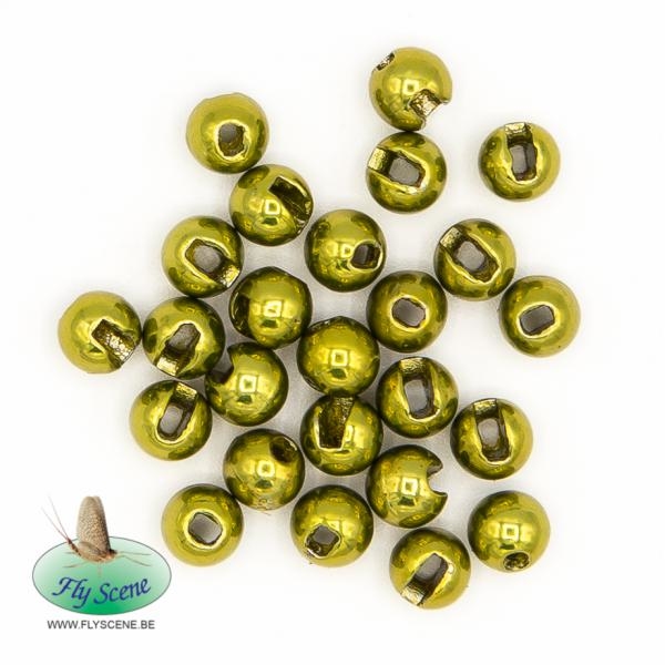 Tungstenperlen Slotted - Metallic Olive