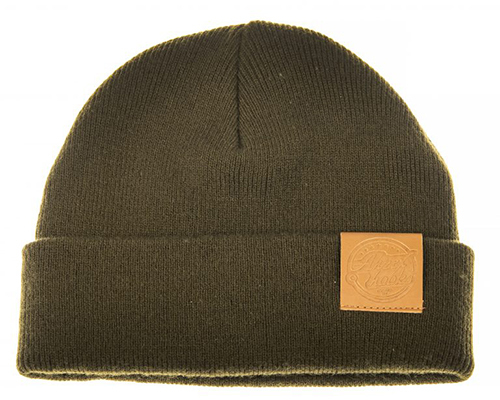 Ahrex Tight Knit Leather Patch Beanie - Loden